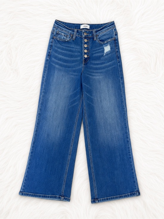 VERVET BY FLYING MONKEY Denim - Vervet High Rise Wide Leg Jeans Women’s Size 27 Button Fly Stretch Denim Trendy